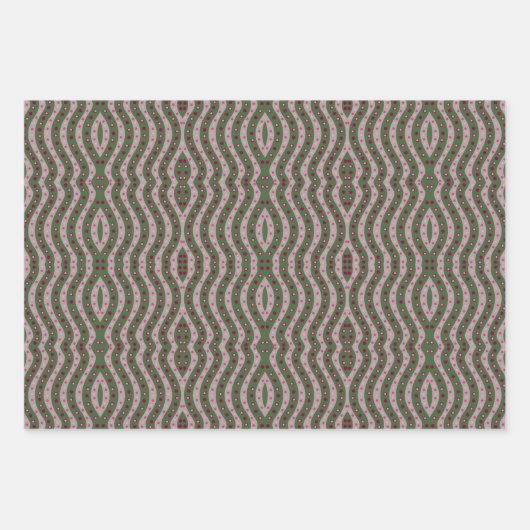 Magenta roze groene Springtime Polka Dot Patroon Inpakpapier Vel (Voorkant 3)