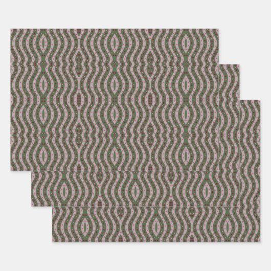 Magenta roze groene Springtime Polka Dot Patroon Inpakpapier Vel (Set)