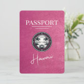 Magenta Roze Hawaii Paspoort Bewaar de datum Save The Date (Staand voorkant)