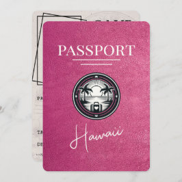 Magenta Roze Hawaii Paspoort Bewaar de datum Save The Date