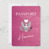 Magenta Roze Hawaii Paspoort Uitnodiging voor het (Achterkant)