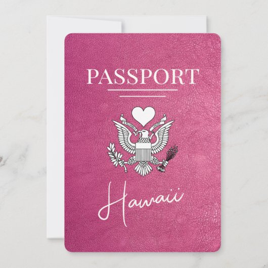 Magenta Roze Hawaii Paspoort Uitnodiging voor het (Achterkant)