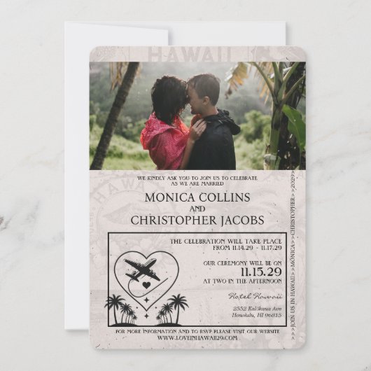 Magenta Roze Hawaii Paspoort Uitnodiging voor het (Voorkant)