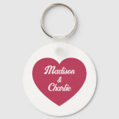Magenta roze Heart-koppels, Valentijnsdag Sleutelhanger (Voorkant)