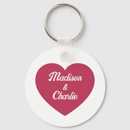 Magenta roze Heart-koppels, Valentijnsdag Sleutelhanger (Achterkant)