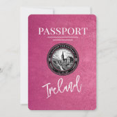 Magenta Roze Ierland Paspoort Bewaar de datum Save The Date (Voorkant)