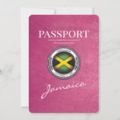 Magenta Roze Jamaica Passport Wedding Kaart (Achterkant)