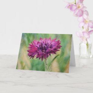 Magenta Roze Korenbloem Bloemige Kunst Notitiekaar Kaart