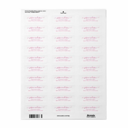 Magenta roze legant modern kalligrafie script etiket (Full Sheet)