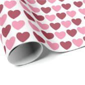 Magenta roze liefde harten patroon cadeaupapier (Rol Hoek)