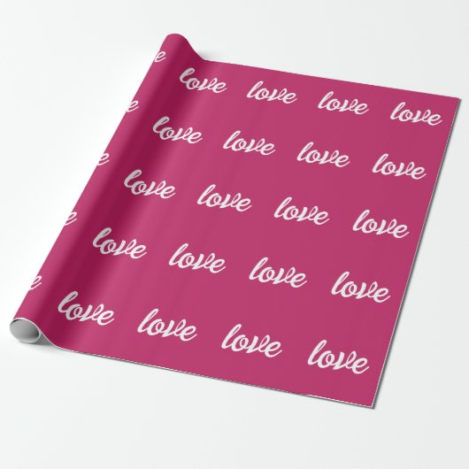 Magenta roze liefdespakpapier cadeaupapier (Uitgerold)