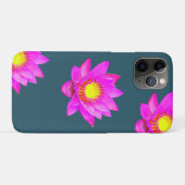 Magenta roze Lotus Flowers op Blue Case-Mate iPhone Case (Achterkant (horizontaal))