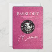 Magenta Roze Malediven Paspoort Huwelijksuitnodigi Kaart (Achterkant)