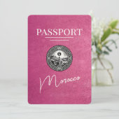 Magenta Roze Marokko Paspoort Bewaar de datum Save The Date (Staand voorkant)