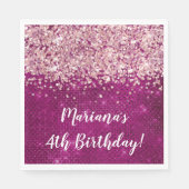 magenta roze meisje elke leeftijd verjaardagsfeest servet (Voorkant)