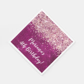 magenta roze meisje elke leeftijd verjaardagsfeest servet (Hoek)