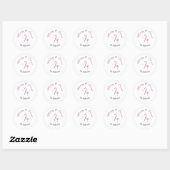Magenta roze Merry & sweet candy cane waterverf Ronde Sticker (Vel)