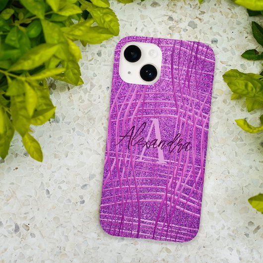 Magenta roze metallisch glitter Modern Glam Luxe Case-Mate iPhone Case