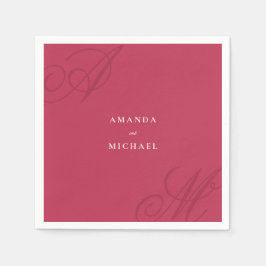 Magenta Roze Moderne Rand Elegante Monogram Bruilo Servet