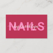 Magenta roze moderne typografie nagelkunstenaar visitekaartje (Voorkant)