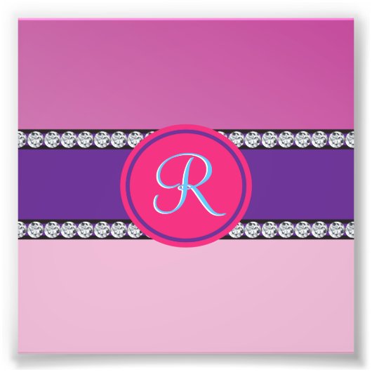 Magenta roze monogram foto afdruk (Voorkant)