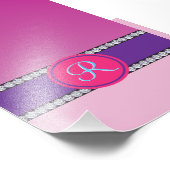 Magenta roze monogram foto afdruk (Hoek)