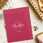 Magenta roze monogram initialen naam 2025 planner<br><div class="desc">Een magenta,  donkerroze achtergrond en witte tekst. Pas uw monogram initialen,  naam en een jaar aan en voeg deze toe.</div>