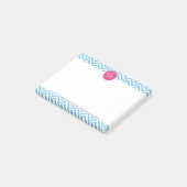 Magenta roze monogram met lichtblauw Chevron Post-it® Notes (Schuin)