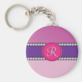 Magenta roze monogram sleutelhanger (Voorkant)