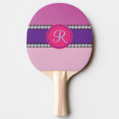 Magenta roze monogram tafeltennisbatje (Achterkant)