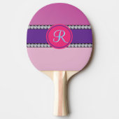 Magenta roze monogram tafeltennisbatje (Voorkant)
