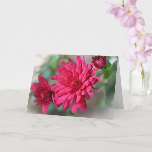 Magenta Roze Mum Flowers Art Note Kaart (Orchidee)