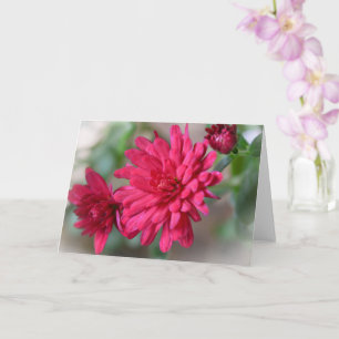 Magenta Roze Mum Flowers Art Note Kaart