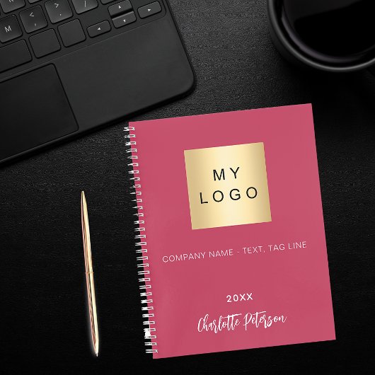 Magenta roze naam script zakelijk logo notitieboek