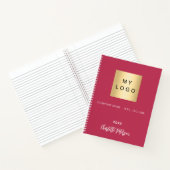 Magenta roze naam script zakelijk logo notitieboek (Binnen)