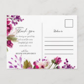 Magenta roze oude hedendaagse Floral bruiloft Dank Briefkaart (Achterkant)