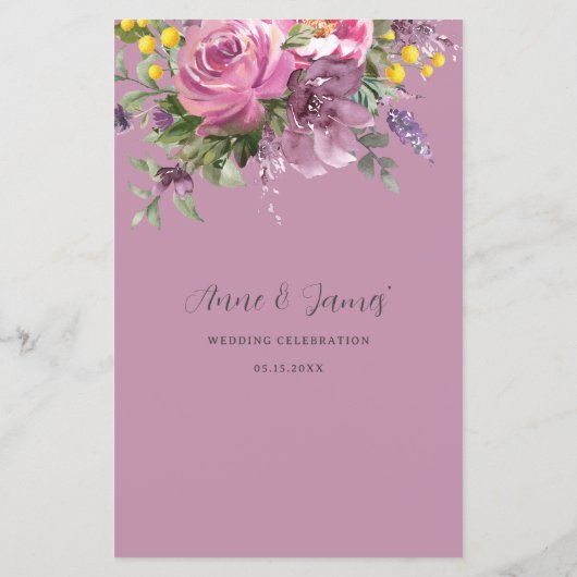 Magenta Roze Paarse Bloemen Boho Chique Bruiloft M (Achterkant)