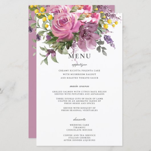 Magenta Roze Paarse Bloemen Boho Chique Bruiloft M (Voorkant / Achterkant)