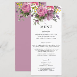 Magenta Roze Paarse Bloemen Boho Slim Bruiloft Men Programmakaart