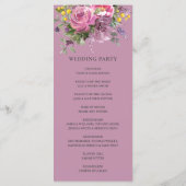 Magenta Roze Paarse Bloemen Groen Boho Bruiloft Programmakaart (Achterkant)