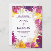 Magenta roze Paarse foral botanische tuinbruiloft Kaart (Voorkant)