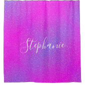 Magenta Roze Paarse Ombre Glitter Aangepaste naam Douchegordijn (Voorkant)