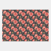 magenta roze pioenen gele vlinders inpakpapier vel (Voorkant 2)