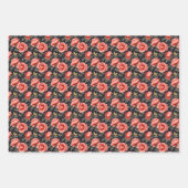 magenta roze pioenen gele vlinders inpakpapier vel (Voorkant)