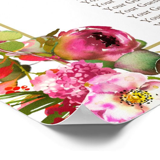 Magenta roze platte rooster poster (Hoek)