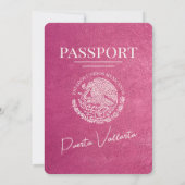 Magenta Roze Puerta Vallarta Paspoort Huwelijk Kaart (Achterkant)