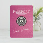 Magenta Roze Puerta Vallarta Paspoort Save The Date (Staand voorkant)