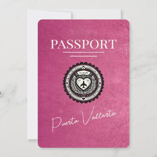 Magenta Roze Puerta Vallarta Paspoort Save The Date (Voorkant)