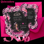 Magenta Roze Quinceanera Jurk Bloem Kaart