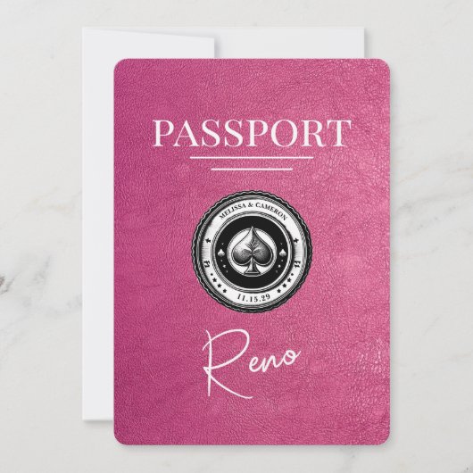 Magenta Roze Reno Paspoort Bewaar de datum Save The Date (Voorkant)